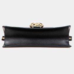Pre Owned Gucci Black Medium Textured Calfskin GG Torchon Ring Crossbody Bag