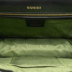 Pre Owned Gucci Black Medium Textured Calfskin GG Torchon Ring Crossbody Bag