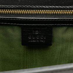 Pre Owned Gucci Black Medium Textured Calfskin GG Torchon Ring Crossbody Bag