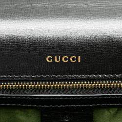 Pre Owned Gucci Black Medium Textured Calfskin GG Torchon Ring Crossbody Bag