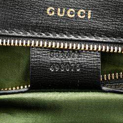 Pre Owned Gucci Black Medium Textured Calfskin GG Torchon Ring Crossbody Bag