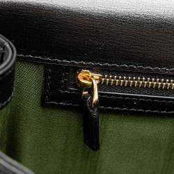 Pre Owned Gucci Black Medium Textured Calfskin GG Torchon Ring Crossbody Bag