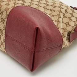 Pre Owned Gucci Beige/Burgundy GG Canvas and Leather Bree Satchel