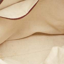 Pre Owned Gucci Beige/Burgundy GG Canvas and Leather Bree Satchel