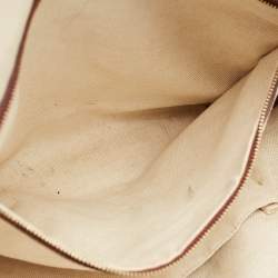 Pre Owned Gucci Beige/Burgundy GG Canvas and Leather Bree Satchel