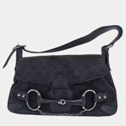 Pre Owned Gucci Horsebit Small GG Canvas Shoulder Bag