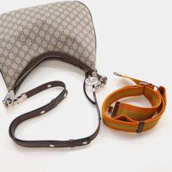 Pre Owned Gucci Attache Medium Brown GG Supreme Canvas Shoulder Bag