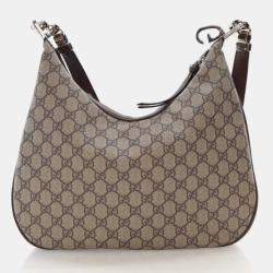 Pre Owned Gucci Attache Medium Brown GG Supreme Canvas Shoulder Bag
