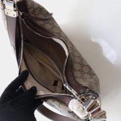 Pre Owned Gucci Attache Medium Brown GG Supreme Canvas Shoulder Bag