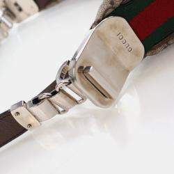 Pre Owned Gucci Attache Medium Brown GG Supreme Canvas Shoulder Bag