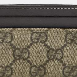 مملوكة مسبقًا Gucci Brown/Beige GG Supreme Canvas and Leather Card Holder
