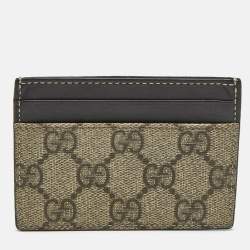 مملوكة مسبقًا Gucci Brown/Beige GG Supreme Canvas and Leather Card Holder