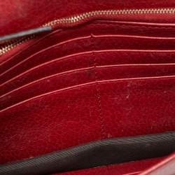 Pre Owned Gucci Red Leather Interlocking G Dollar Chain Wallet