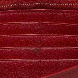 Pre Owned Gucci Red Leather Interlocking G Dollar Chain Wallet