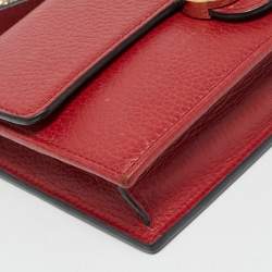 Pre Owned Gucci Red Leather Interlocking G Dollar Chain Wallet