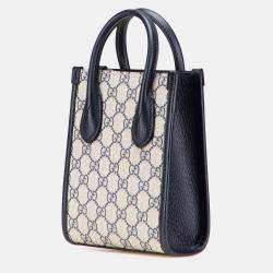 Pre Owned Gucci Beige Brown Mini GG Supreme Interlocking G Satchel