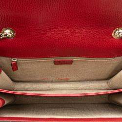 Pre Owned Gucci Red Medium Dollar Calfskin Interlocking G Crossbody