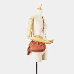 Pre Owned Gucci Red Small Leather New Bamboo Satchel