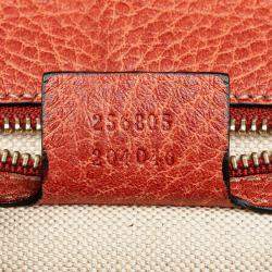 Pre Owned Gucci Red Small Leather New Bamboo Satchel
