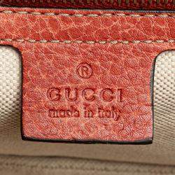 Pre Owned Gucci Red Small Leather New Bamboo Satchel