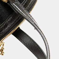 Pre Owned Gucci Black Medium Suede Ophidia Web Dome Satchel