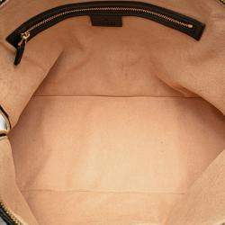 Pre Owned Gucci Black Medium Suede Ophidia Web Dome Satchel