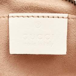 Pre Owned Gucci White Matelassé Leather GG Marmont Mini Camera Bag