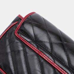 Pre Owned Gucci Black Super Mini GG Marmont Matelasse Leather Torchon Flap Crossbody