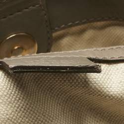 Pre Owned Gucci Grey/Beige GG Canvas and Leather Large Scarlett Stud Tote