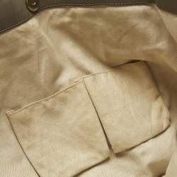 Pre Owned Gucci Grey/Beige GG Canvas and Leather Large Scarlett Stud Tote