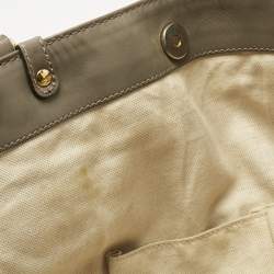 Pre Owned Gucci Grey/Beige GG Canvas and Leather Large Scarlett Stud Tote