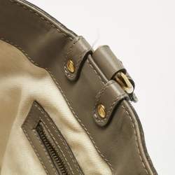 Pre Owned Gucci Grey/Beige GG Canvas and Leather Large Scarlett Stud Tote