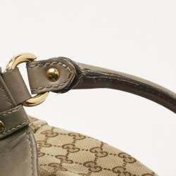 Pre Owned Gucci Grey/Beige GG Canvas and Leather Large Scarlett Stud Tote