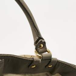 Pre Owned Gucci Grey/Beige GG Canvas and Leather Large Scarlett Stud Tote