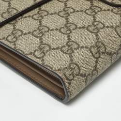 Pre Owned Gucci Beige/Brown GG Supreme Canvas and Leather Dionysus Wallet on Chain