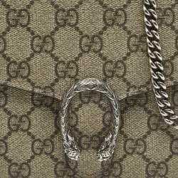 Pre Owned Gucci Beige/Brown GG Supreme Canvas and Leather Dionysus Wallet on Chain