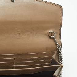 Pre Owned Gucci Beige/Brown GG Supreme Canvas and Leather Dionysus Wallet on Chain