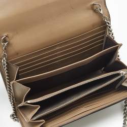 Pre Owned Gucci Beige/Brown GG Supreme Canvas and Leather Dionysus Wallet on Chain