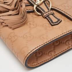 Pre Owned Gucci Light Brown Guccissima Leather Mini Emily Chain Shoulder Bag