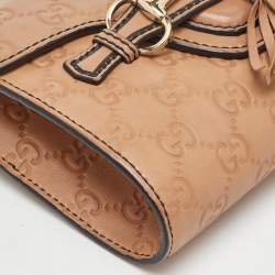 Pre Owned Gucci Light Brown Guccissima Leather Mini Emily Chain Shoulder Bag