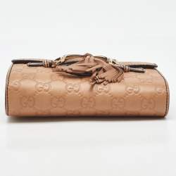 Pre Owned Gucci Light Brown Guccissima Leather Mini Emily Chain Shoulder Bag