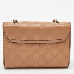 Pre Owned Gucci Light Brown Guccissima Leather Mini Emily Chain Shoulder Bag