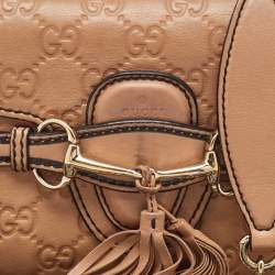 Pre Owned Gucci Light Brown Guccissima Leather Mini Emily Chain Shoulder Bag