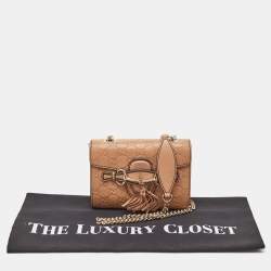 Pre Owned Gucci Light Brown Guccissima Leather Mini Emily Chain Shoulder Bag