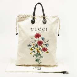 مملوكة مسبقًا Gucci Cream Chateau Marmont Laundry Drawstring Tote