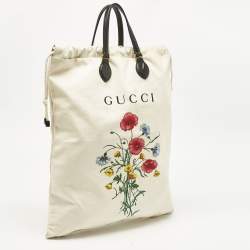 مملوكة مسبقًا Gucci Cream Chateau Marmont Laundry Drawstring Tote