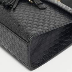 Pre Owned حقيبة كتف غوتشي إميلي سلسلة جلد مايكروغوتشيسيما سوداء متوسطة