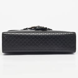 Pre Owned حقيبة كتف غوتشي إميلي سلسلة جلد مايكروغوتشيسيما سوداء متوسطة