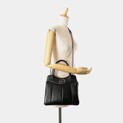 Pre Owned Gucci Black Small Leather Petite GG Tote