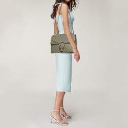 Pre Owned Gucci Beige GG Supreme Canvas and Suede Medium Dionysus Shoulder Bag